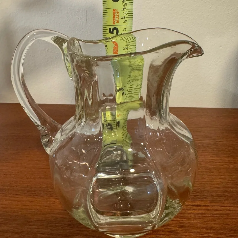 Vintage Romanian glass crystal small pitcher vase EUC